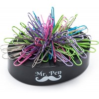 Mr Pen- Magnetic Desk Toy with Colored and Silver Paper Clips 100 Pieces Desk Toys Desk Decor Desk Accessories Paperweight Cute Office Supplies Paper Clips Holder Paper Clip Dispenser - BB8AWY829