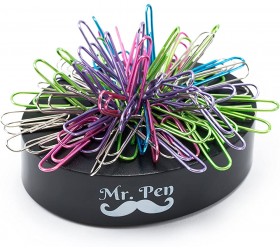 Mr Pen- Magnetic Desk Toy with Colored and Silver Paper Clips 100 Pieces Desk Toys Desk Decor Desk Accessories Paperweight Cute Office Supplies Paper Clips Holder Paper Clip Dispenser - BB8AWY829