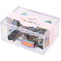 Multibey Binder Clips Iron Ticket Holder Medium Metal Fold Back Paperwork and Document Clips with Box for Office Supplies Rainbow - B5LT70HWV