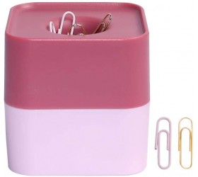 MultiBey Paper Clips Medium Paperclips Holder Built-in Magnetic Dispenser for Office Supplies Desk Organizer 100 Clips per Box Pink - B4326PYX2