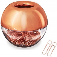 Rose Gold Paper Clips ，Light Luxury Fashion 100 pcs Paper Clips 28mm 1.1 with Magnetic Lid Acrylic Paper Clip Holder for Office Decor Desk Accessories - BAUYLZ1K8