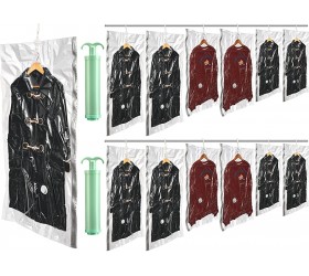 12 Pieces Hanging Vacuum Storage Garment Bags with 2 Hand Pumps Reusable Compression Bags Vacuum Seal Bags for Clothing Closet Vacuum Storage Hanging Storage Vacuum Bags for Clothes 3 Sizes S M L - B14ZQMNV4