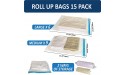 15 Compression Bags for Travel Roll Up Space Saver Bags for Travel Saves 80% of Storage Space Travel Compression Bags for Packing & Clothes No Pump or Vacuum Needed - BQMZPHSPX