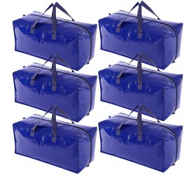 6 Pack Extra Large Moving Bags Heavy Duty Packing Bags with Backpack Straps Strong Handles & Zippers Reusable Moving Totes for Space Saving Traveling College Dorm Camping Blue - B2ILRP2FK