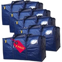 AlexHome Easy Moving Bags Heavy Duty,5 Pack Extra Large Packing Bags for Moving,Stroage Bags for moving,Large Moving Bags for Clothes,Strong Durable Moving Bags with Handles,Moving Bags,Moving Supplies for Space Saving Moving Storage,Blue,Set of 5 - B8215
