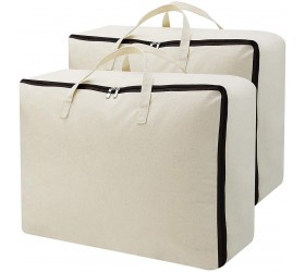 AMJ Set of 2 Storage Bags with 3-Side Zip Open & Handles House Move or Winter Garment Storage in Wardrobe Beige - B117MHVFE