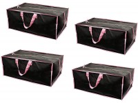Earthwise Reusable Storage Bags Totes Extra Large Container Backpack Handles w Zipper closure in Matte Black Great for Moving Compatible with Ikea Frakta Carts Set of 4 Pink - BT5X8FZ32