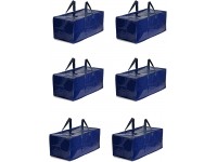 Earthwise Storage Bags Extra Large Heavy Duty Reusable Moving Totes w Zipper closure Backpack Carrying Handles Compatible with IKEA Frakta Hand Carts Boxes Bin Pack of 6 - B8RAB6EJY