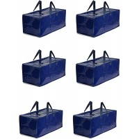 Earthwise Storage Bags Extra Large Heavy Duty Reusable Moving Totes w Zipper closure Backpack Carrying Handles Compatible with IKEA Frakta Hand Carts Boxes Bin Pack of 6 - B8RAB6EJY