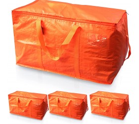 Lulu Hive Storage Bags Space Saving Carrier for Packing Moving Traveling Camping Organizing Heavy-Duty Polypropylene Plastic Durable Handles & Zippers Collapsible Water-Resistant Tote Orange 4-Pack - BWSG3PAQ8