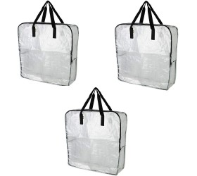 Pack of 3 Extra Large Clear Storage Bag for Clothing Storage Under the Bed Storage Garage Storage Recycling Bags - BQVK55YG6