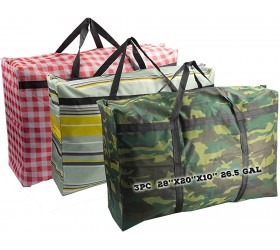 Rowland Harbor 3 Packs Extra Large Storage Bags with Strong Handle and Zipper for Moving Travelling Camping Festival Decorations Storage 100L Plaid stripes camouflage… - BNZPT2UYC