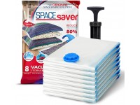 Spacesaver Premium Vacuum Storage Bags. 80% More Storage! Hand-Pump for Travel! Double-Zip Seal and Triple Seal Valve! Vacuum Sealer Bags for Comforters Blankets Bedding Clothing! Medium 8 pack - BKFJIWZ69