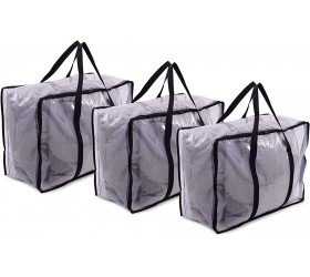 Storage Bags for Clothes 3 Pack Blanket Storage Bags with Zipper and Handles Clear Plastic Airtight and Waterproof for Quilts Comforters Bedding Clothing Closet Organization Underbed Storage 21.6x10x15.7 - BV1QZXEZD