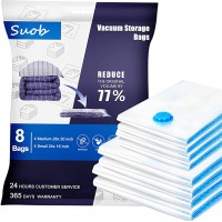 Suob 8 Pack Vacuum Storage Bags Travel Storage Compression Bags 4 Pack 28x20 4 Pack 24x16 77% More Storage for Blanket Pillows Clothes and Bedding - BQNHS5U6T