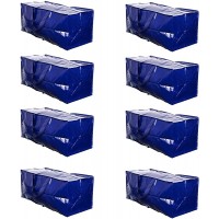 VENO Heavy Duty Extra Large Moving Bags W Backpack Straps Strong Handles & Zippers Storage Totes For Space Saving Fold Flat Alternative to Moving Box Made of Recycled Material Blue Set of 8 - BWZZLCZ4I