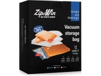 Zip&Win Vacuum Storage Bags 12 Pack Variety 3 x S 3 x M 3 x L 3 x XL 16''x24'' 20''x28'' 24''x32'' 28''x40'' Space Saver Bags for Seasonal Clothes Duvets Pillows Blankets - B00GA6K6Y