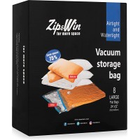 Zip&Win Vacuum Storage Bags 24''x32'' Large Size Pack of 8 pieces Space Saver Bags for Seasonal Clothes Duvets Pillows Blankets Airtight and Waterproof - B29E2JJ69