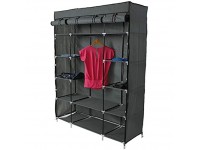 5-Layer 12-Compartment Non-Woven Fabric Wardrobe Portable Closet Gray - B2P3TJDLR