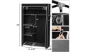 64 Portable Clothes Closet Wardrobe Non-Woven Fabric Wardrobe Double Rod Storage Organizer with Shelves and Cover for Hanging Clothes Dark Black - BPT9FTZ27