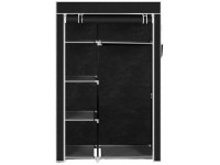 64" Portable Clothes Closet Wardrobe Non-Woven Fabric Wardrobe Double Rod Storage Organizer with Shelves and Cover for Hanging Clothes Dark Black - BPT9FTZ27