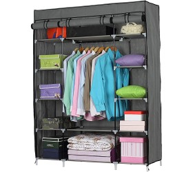 Baisha 67 Inch Closet Organizer Wardrobe Portable Clothes Closet with Non-Woven Fabric & Hanging Rack Easy to Assemble Extra Strong and Durable Gray - BXKRJOYAB