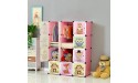 BRIAN & DANY Portable Cartoon Clothes Closet DIY Storage Organizer Sturdy and Safe Wardrobe for Children and Kids 8 Cubes&2 Hanging Sections 30% Deeper Than Standard Version Pink - BT311PKHS