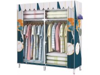 ByShow 66 Inches Wardrobe Storage Closet Portable Closet Shelves Colored Rod Closet Storage Simple Organizer Quick and Easy to Assemble Extremely Strong and Durable Rainforest - BYI3ACPFN