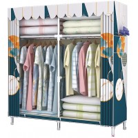 ByShow 66 Inches Wardrobe Storage Closet Portable Closet Shelves Colored Rod Closet Storage Simple Organizer Quick and Easy to Assemble Extremely Strong and Durable Rainforest - BYI3ACPFN