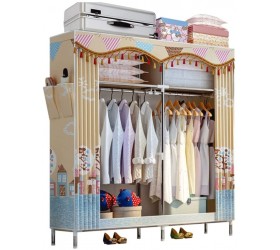 Closet Wardrobe Portable Wardrobe Flannel Fabric Cover Standing Closet with Hang Rod and 2 Side Pockets Easy To Assemble Strong and Durable Size : 122x46x172cm - BD4CUROBI