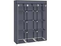 DAVEBELLA SB 67" Portable Closet Organizer Wardrobe Storage Organizer with 10 Shelves Quick and Easy to Assemble Extra Space Grey for Bedroom,Entrance,Living Room - BN8FY2ML3