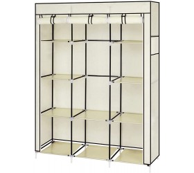 DAVEBELLA SB 67 Portable Closet Organizer Wardrobe Storage Organizer with 10 Shelves Quick and Easy to Assemble Extra Space Beige for Bedroom,Entrance,Living Room - BMGOTL406