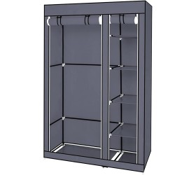 DAVEBELLA SB 67 Portable Clothes Closet Wardrobe with Non-Woven Fabric and Hanging Rod Quick and Easy to Assemble Grey for Bedroom,Entrance,Living Room - BWGO9OXOP