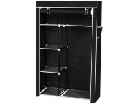 EUBOEA 64" Portable Closet Storage Organizer Wardrobe Clothes Rack with Shelves Black - B1NQ9EZD4