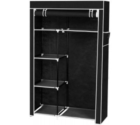 EUBOEA 64 Portable Closet Storage Organizer Wardrobe Clothes Rack with Shelves Black - B1NQ9EZD4