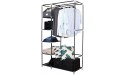EUBOEA 64 Portable Closet Storage Organizer Wardrobe Clothes Rack with Shelves Dark Brown - BUO2JAEFP