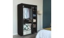 EUBOEA 67 in Portable Clothes Closet Wardrobe with Non-Woven Fabric and Hanging Rod Easy to Assemble Black - BDZ37CRNU