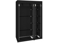 EUBOEA 67 in Portable Clothes Closet Wardrobe with Non-Woven Fabric and Hanging Rod Easy to Assemble Black - BDZ37CRNU