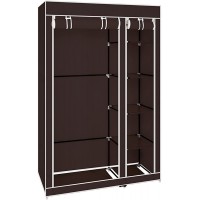 EUBOEA 67 Portable Clothes Closet Wardrobe with Non-Woven Fabric and Hanging Rod Quick and Easy to Assemble Dark Brown for Bedroom,Entrance,Living Room - BTX5EPUV5