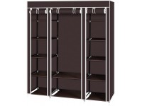 EUBOEA 69" Portable Clothes Closet Wardrobe Storage Organizer with Non-Woven Fabric Quick and Easy to Assemble Extra Strong and Durable Dark Brown for Bedroom,Entrance,Living Room - BNST00DBX