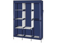 EUBOEA 71" Portable Closet Wardrobe Clothes Rack Storage Organizer with Shelf Blue - BPGZB39GW