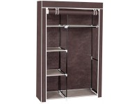 KAMIFAN 64" Portable Closet Storage Organizer Wardrobe Clothes Rack with Shelves Dark Brown - BC8TJK7FJ