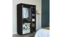 KAMIFAN 67 Portable Clothes Closet Wardrobe with Non-Woven Fabric and Hanging Rod Quick and Easy to Assemble Black - BR60C549D