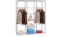 KAMIFAN 69 Portable Clothes Closet Non-Woven Fabric Wardrobe Double Rod Storage Organizer Beige - B06DFHTUX