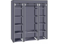 KERWATS 69" Portable Clothes Closet Wardrobe Storage Organizer with Non-Woven Fabric Quick and Easy to Assemble Extra Strong and Durable Grey for Bedroom,Entrance,Living Room - BE6JMB3Y7