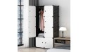 KOUSI Portable Wardrobe Closets 14x18 Depth Cube Storage Bedroom Armoire Storage Organizer with Doors 8 Cubes Black - BIYZ4M8G2