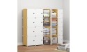 KOUSI Portable Wardrobe Closets 14x18 Depth Cube Storage Bedroom Armoire Storage Organizer with Doors 16 Cube Wood Color - B3513PKNA