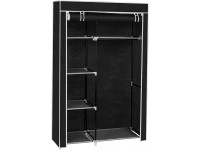 Portable Closet Wardrobe Storage Closet with Non-Woven Fabric Clothes Rack with Shelves Quick & Easy to Assemble Black - BL7W63SRH