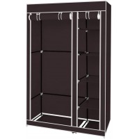 Portable Clothes Closet Clothes Organizer Non-Woven Fabric Wardrobe with Hanging Rod Quick and Easy to Assemble 5 Layers 6 Lattices 106 x 45 x 170cm Dark Brown - BPHBDHVLW