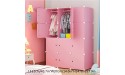 REN0124shuang Portable Closet Portable Closet Clothes Wardrobe Bedroom Wardrobe Cube Locker with Rod and Door Pink Wardrobe - B74IFCWSE